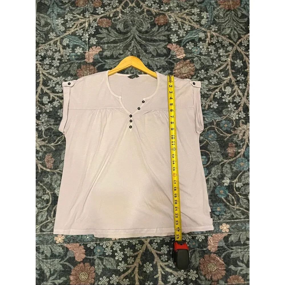 Women's Lavender Button-Front Short Sleeve Top - Picture 8 of 8